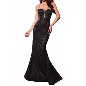 NEW LADIVINE basque waist illusion bodice dress in black